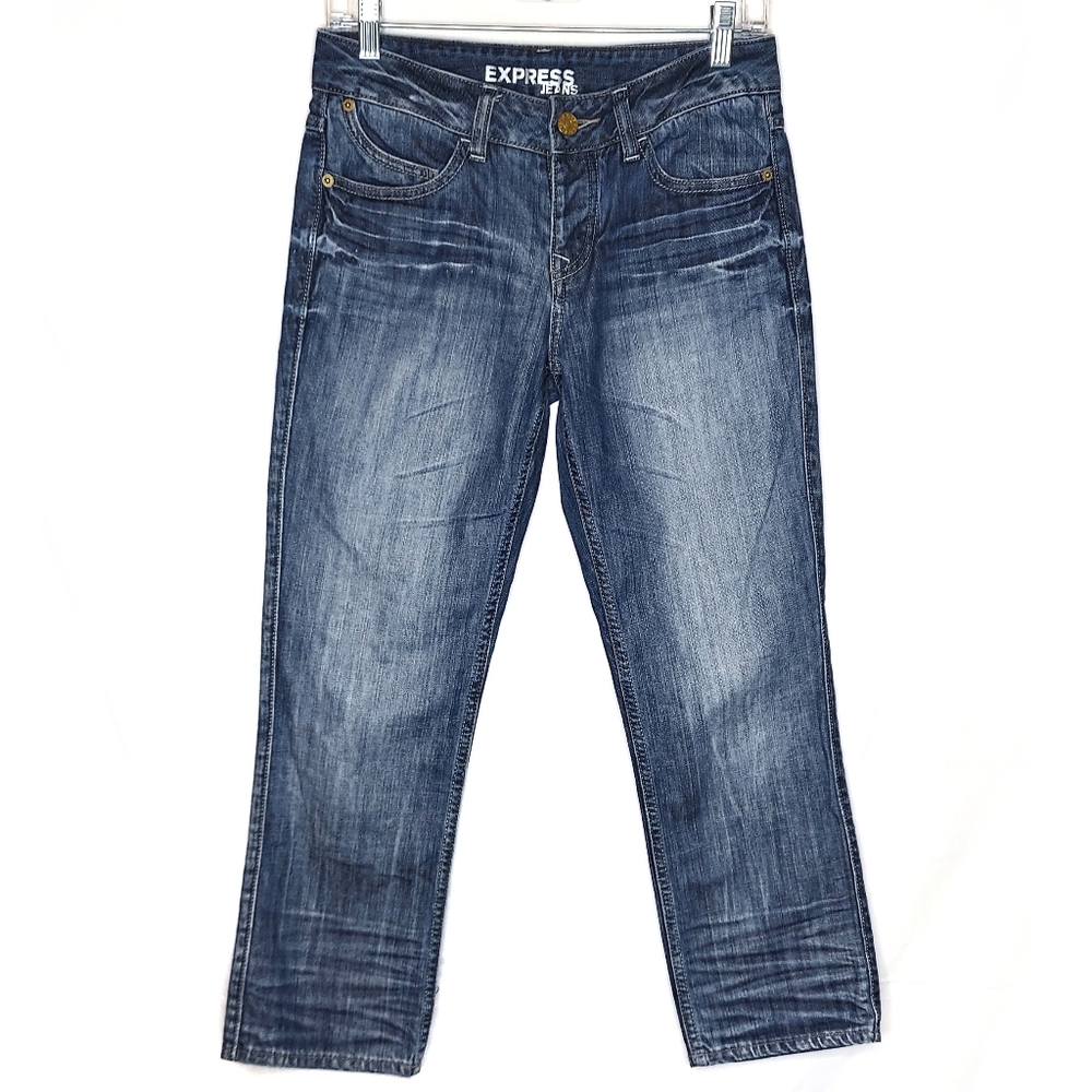 Express Straight Leg Button Fly Faded Jeans - 0